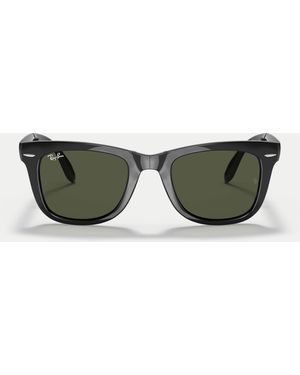 Ray-Ban Wayfarer faltbare klassische eckige sonnenbrille mit grünen gläsern