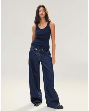 Bershka Basic Rib Vest Top - Blue