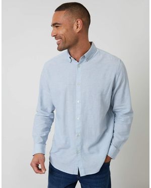 Threadbare Linen Blend Long Sleeve Shirt - Blue