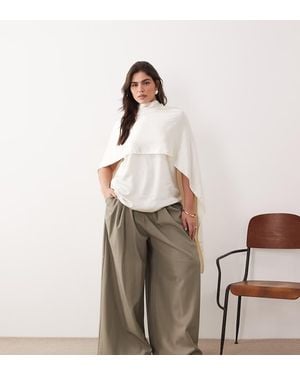 ARRANGE Curve Satin Underlay Cape Top - White