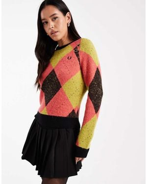 Fred Perry Jersey Con Patrón De Rombos De - Rojo