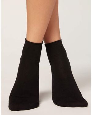 Calzedonia Cotton Bandless Short Socks - Black