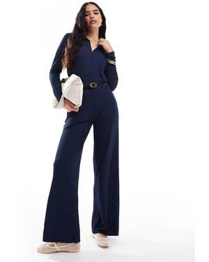 Vero Moda Mono Largo Con Solapas Y Botones Delanteros De Punto De - Azul