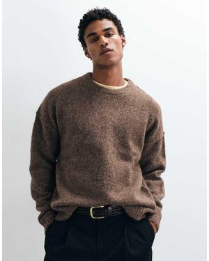ASOS Relaxed Knitted Exposed Seam Crew Neck Jumper - Brown