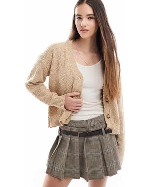 Brave Soul Textured Knit Cardigan - Natural