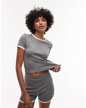 TOPSHOP Contrast Frill Edge Everyday Tee - White