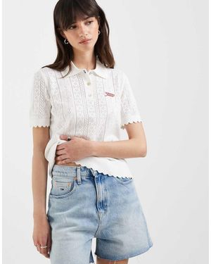 Tommy Hilfiger Pointelle Polo Jumper - White