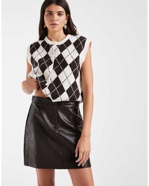 Vero Moda Minigonna Effetto Pelle A Vita Alta Cioccolato - Nero