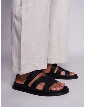 Steve Madden – manu – slider-sandalen aus em leder - Grau