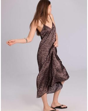 Stradivarius Long Flowing Satin Dress - Purple