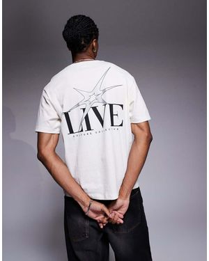 ADPT T-Shirt Oversize Color Panna Con Stampa Sul Retro - Bianco