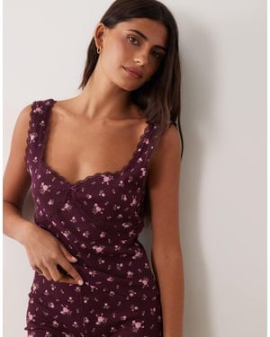 Miss Selfridge Lace Trim Cami Co-ord - Purple