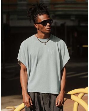 Bershka Oversize Worker Print T-Shirt - Black