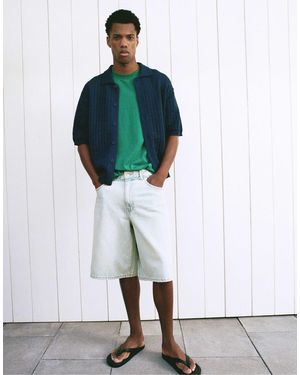Pull&Bear – weit geschnittene bermuda-jeansshorts - Weiß