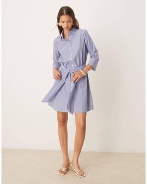 Jdy Tie Waist Shirt Dress - Blue