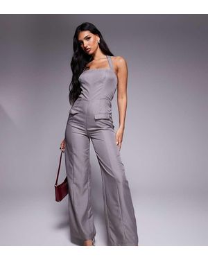 Kaiia Exclusive Tailored Halterneck Wide Leg Jumpsuit - Purple