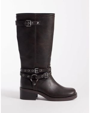 ASOS Curve Cassandra Eyelet Biker Boot - Black