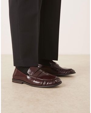 ASOS Penny Loafers With Ruching - Black