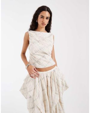 & Other Stories Sheer Organza Plaid Sleeveless Top - White