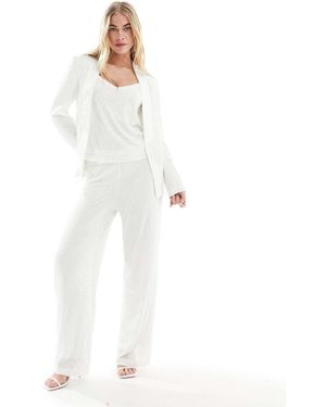 Vila Pantaloni A Fondo Ampio Da Sposa Bianchi Con Paillettes - Bianco