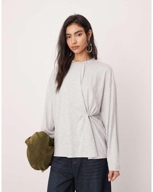 ASOS Jersey Knot Detail Long Sleeve T-shirt - Natural