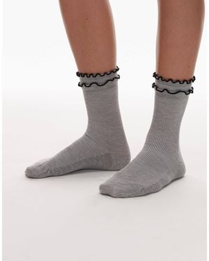TOPSHOP Daphne Double Ruffle Socks - Natural