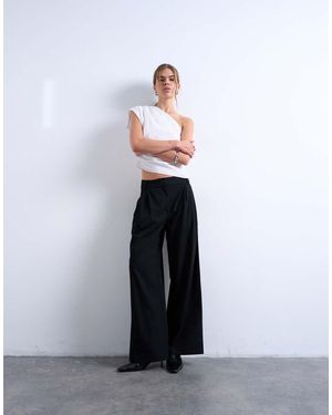 TOPSHOP Tailored Pleated High Waist Trouser - White