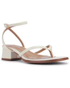 SEQWL Strappy Block Heel Sandals Open Toe With Ankle Strap - Metallic