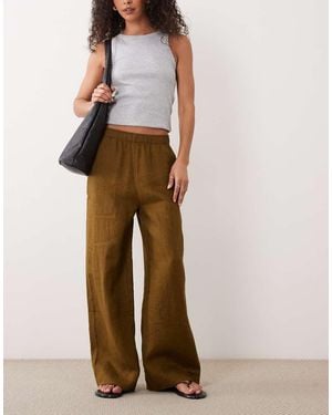 Mango 100% Linen Trouser - Brown