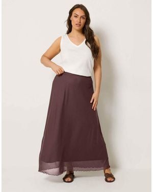 Yours Clothing Mesh Maxi Skirt - Brown