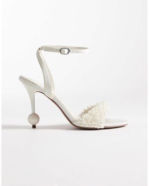 ASOS Nixie Pearl Detail Barely There Ball High Heel Sandals - White