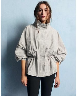 Pull&Bear Veste à col cheminée froncée beige - Gris