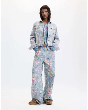 Desigual Denim Jack Met Print - Blauw