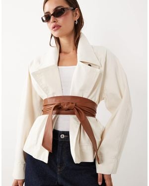Mango Starring hailey bieber – breiter taillengürtel aus 100% leder - Natur