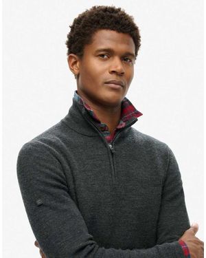 Superdry Merino Half Zip Jumper - Black