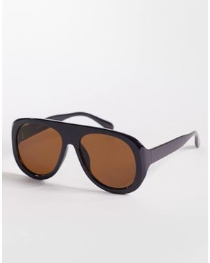 Kaiia Exclusive Chunky Tan Lens Aviator Sunglasses - Multicolor