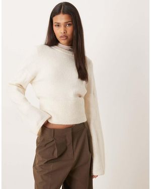 Gina Tricot Wide Sleeve Knitted Jumper - Natural