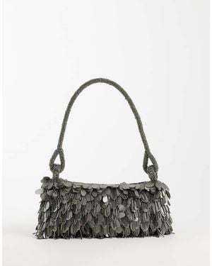 ASOS Borsa Da Spalla Piombo Con Paillettes E Perline - Grigio