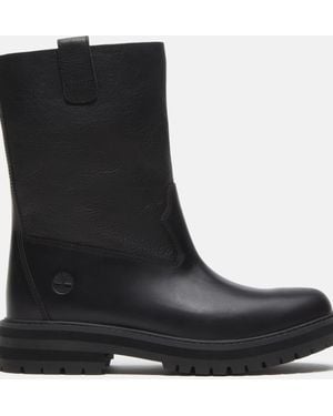 Timberland Bottine mi-haute à enfiler e en cuir pleine fleur - Noir
