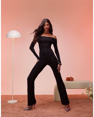 Oh Polly Agnesa Modal Off Shoulder Ruched Jumpsuit - Natural