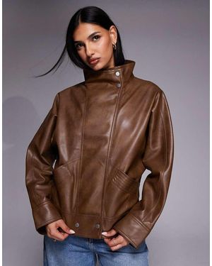 River Island Funnel Neck Distressed Bomber Jacket - Blue