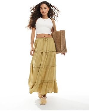 Miss Selfridge Petite Tiered Maxi Skirt - Metallic