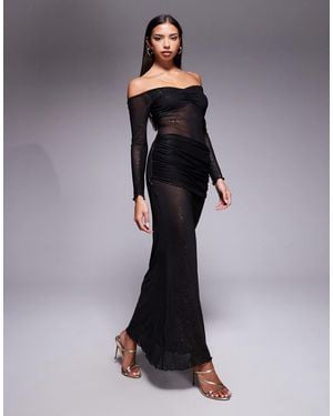 Fashionkilla – langärmliges maxikleid aus glitzerndem transparentem netzstoff - Mehrfarbig