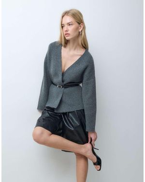 Jdy Belted V-neck Cardigan - Blue
