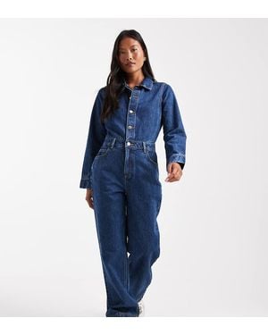 Miss Selfridge Denim Boilersuit - Blue