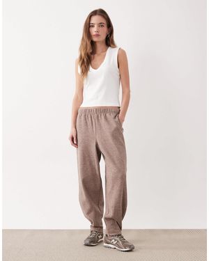Threadbare Knit Barrel Leg Trackies - Natural