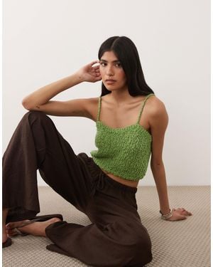 ASOS Textured Knit Bra Top - Green