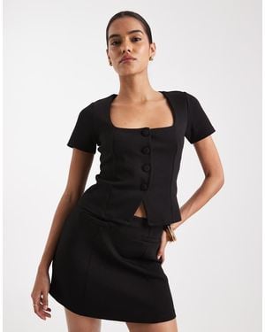 New Look Co-Ord Button Through Top - Black