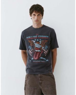 Pull&Bear Rolling Stones T-Shirt - Grijs