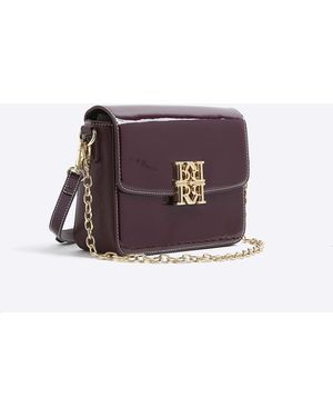 River Island Patent Rr Satchel Bag - Purple
